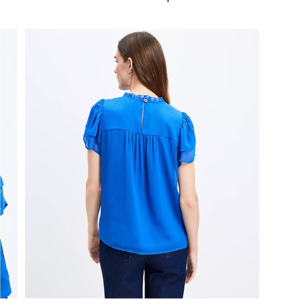 Blue Ruffled flutter sleeve top - Picture 3 of 3